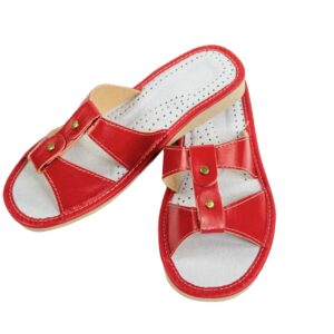 Ladies' Slippers - Red Buckle Slippers