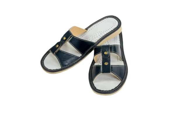 Women's slippers - dark open slippers - Wojtyczka - 021 A