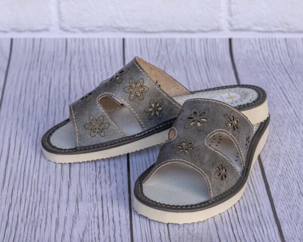 Ladies' slippers - Grey slippers with stars