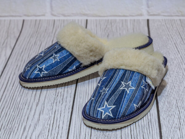 Ladies' Slippers – Blue Slippers with Stars