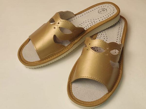 Ladies' Slippers - Golden Slippers with Embellishments