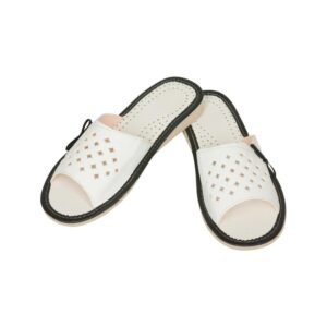 Women's Slippers - White Slippers with Patterned Holes