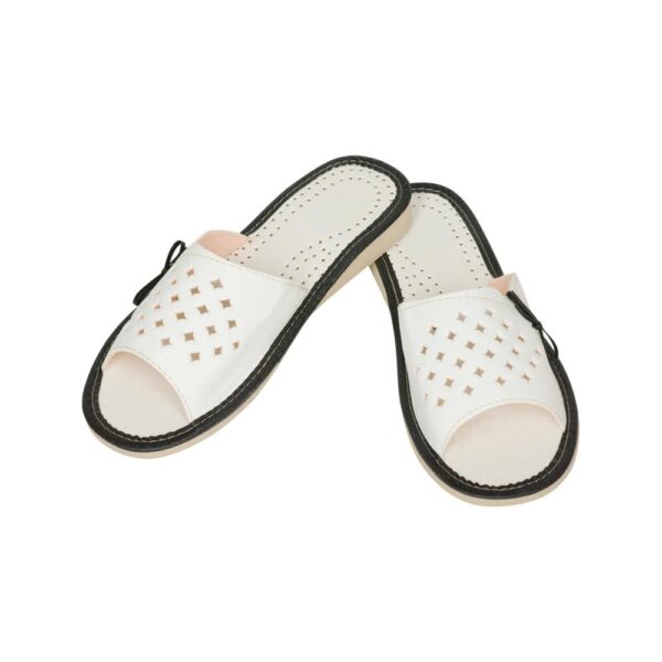 Women's Slippers - White Slippers with Patterned Holes