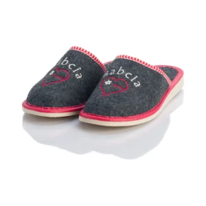 Pantofle Damskie - Kapcie domowe z napisem babcia