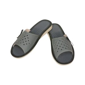 Ladies' Slippers - Grey Slippers with Patterned Holes