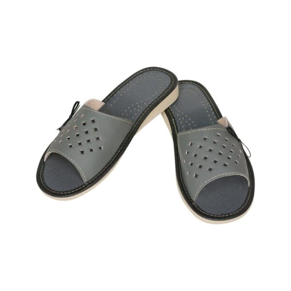 Ladies' Slippers - Grey Slippers with Patterned Holes