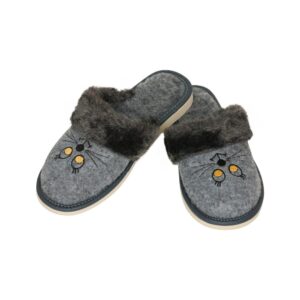 Cat embroidered slippers, felt slippers, felt slippers