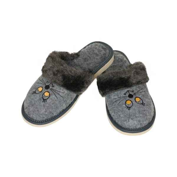 Cat embroidered slippers, felt slippers, felt slippers