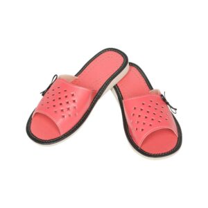 Ladies' Slippers - Black and Pink Open Slippers