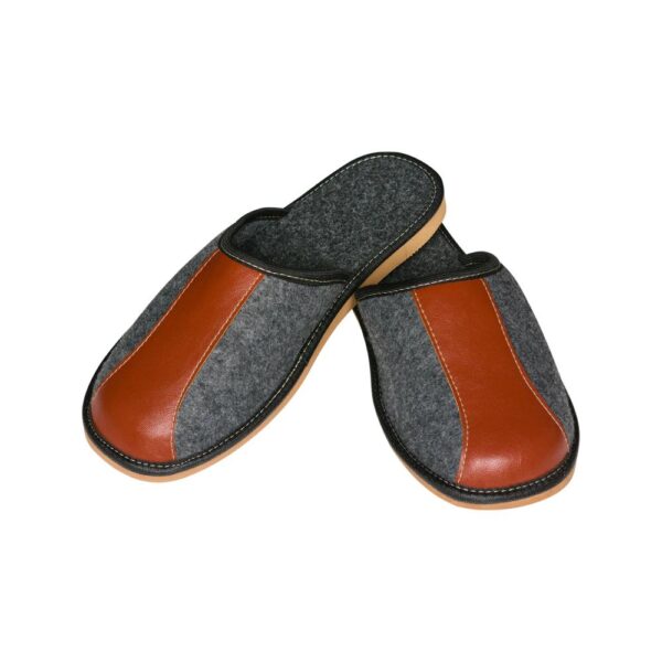 Men's slippers - Felt slippers with leather