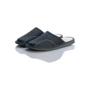 Pantofle Męskie - Klasyczne Kapcie w Kolorze Czarnym Pełne