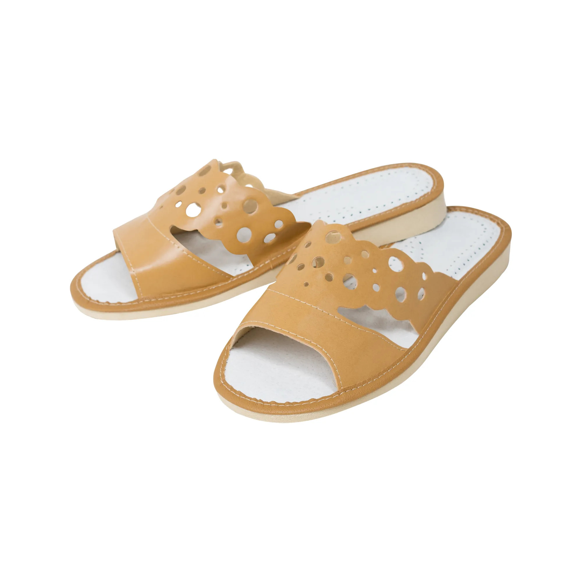 Kapcie Damskie Beżowe - Pantofle domowe dla kobiet