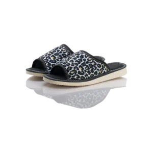 Kapcie Damskie - Laczki w panterkę otwarte