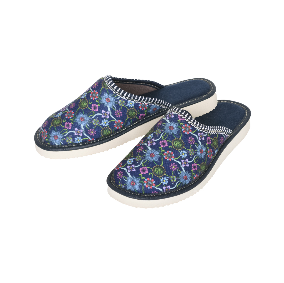 Damskie Pantofle - Laczki w kwiaty