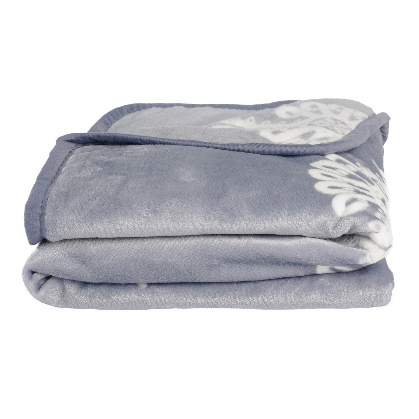 Koc polarowy 200x160 cm szary z dużymi białymi parzenicami