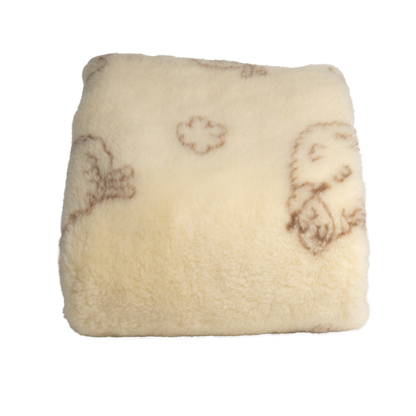 Koc Wełniany 200x160 cm - Wzór Owieczki Brąz-Ecru - obrazek 2