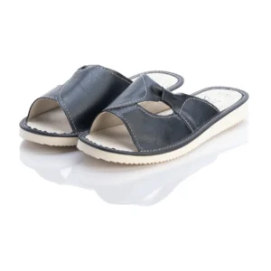 Czarne pantofle damskie z kokardą - para