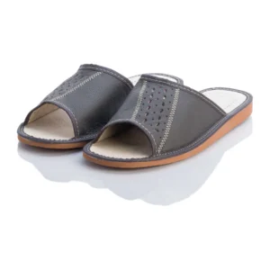 Grafitowe kapcie męskie skórzane Wojtyczka - para