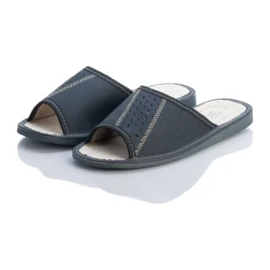 Czarne pantofle męskie ze skóry naturalnej - para