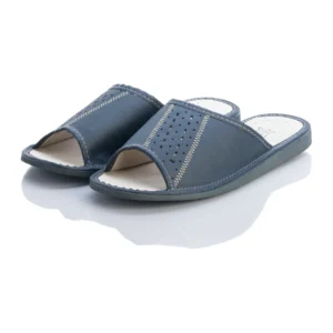 Granatowe pantofle męskie ze skóry naturalnej - para