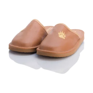 Pantofle Barefoot Męskie – Karmelowe Kapcie Domowe z Szerokim Przodem